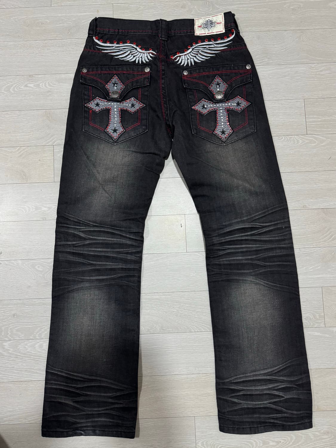 [30] KAYDEN.K 워싱 스크리트 블랙진 상품이미지1