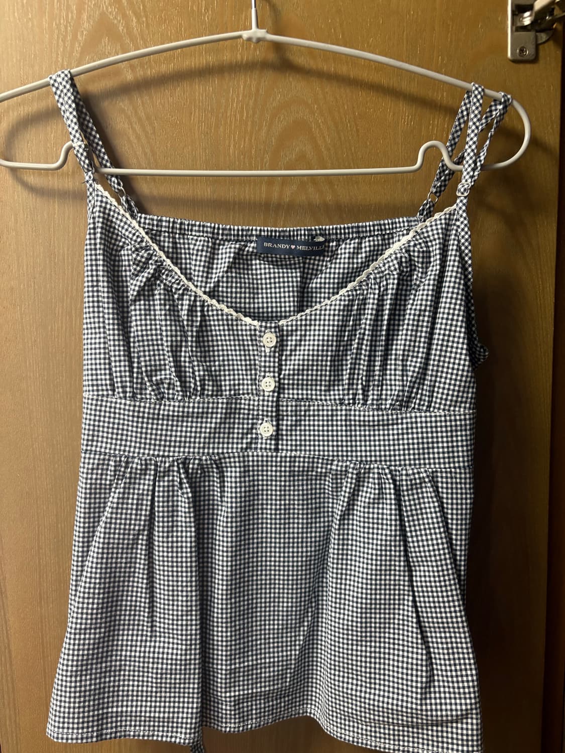 Brandy Melville 체크 슬리브리스 블라우스 상품이미지1