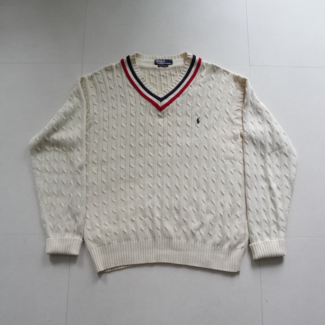90s [올드폴로] 두산정품 랄프로렌 크리켓 브이넥 니트 상품이미지1