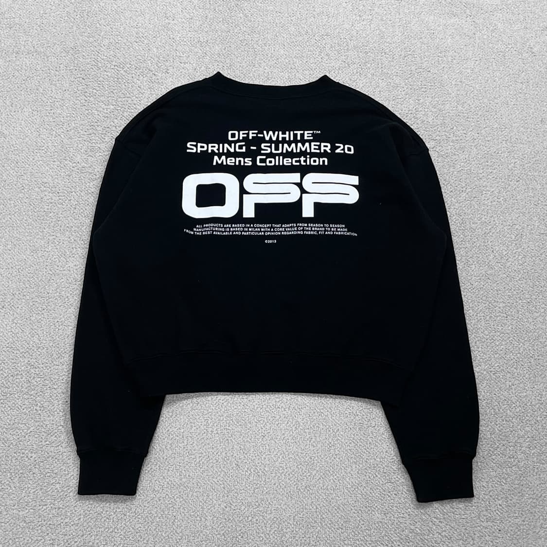오프화이트 웨이비라인 크루넥 맨투맨 블랙 상품이미지2