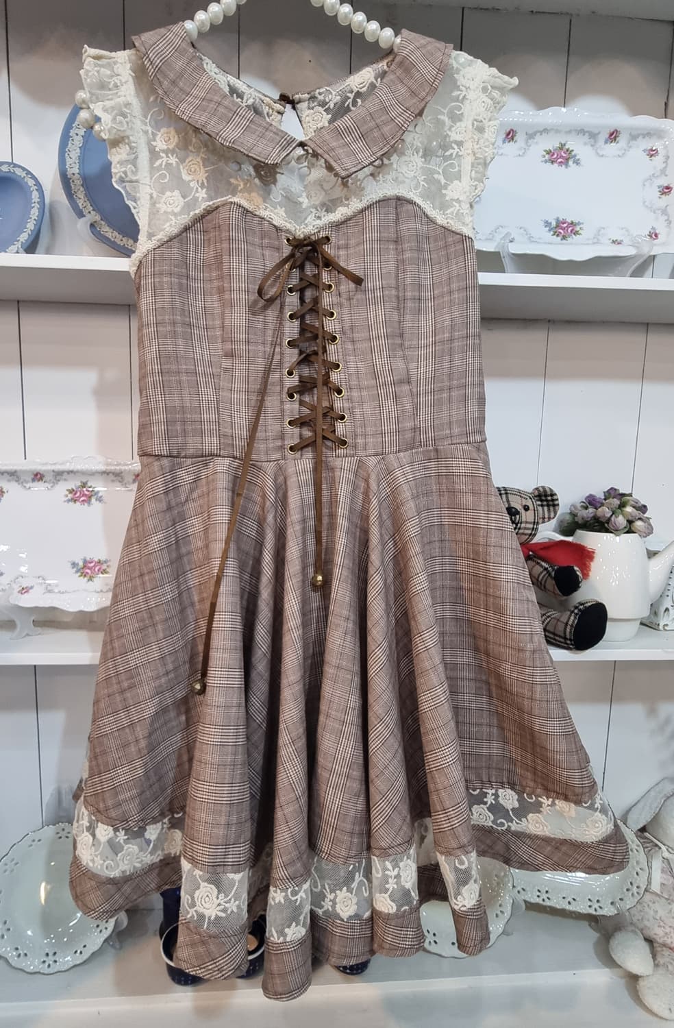 리즈리사(Liz Lisa) 체크 레이스 코르셋 원피스 상품이미지1