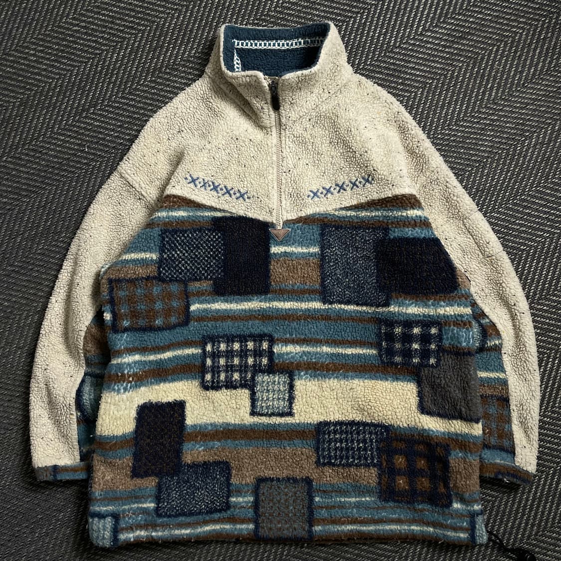 엘레쎄 올드스쿨 빈티지 체크 패턴 집업 플리스 자켓 y 4954 상품이미지2