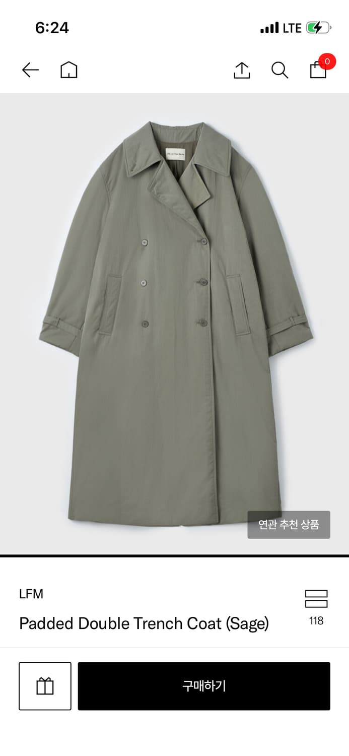 Lfm Padded Double Trench Coat (Sage) 상품이미지8