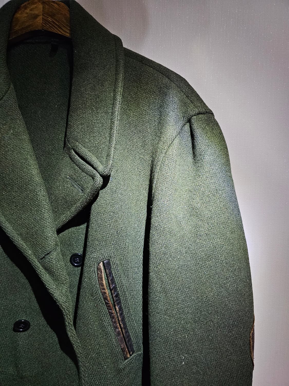 빈티지 울 코트 가죽 엘보 패치/ 오사카 ACORN 실구매 상품이미지4