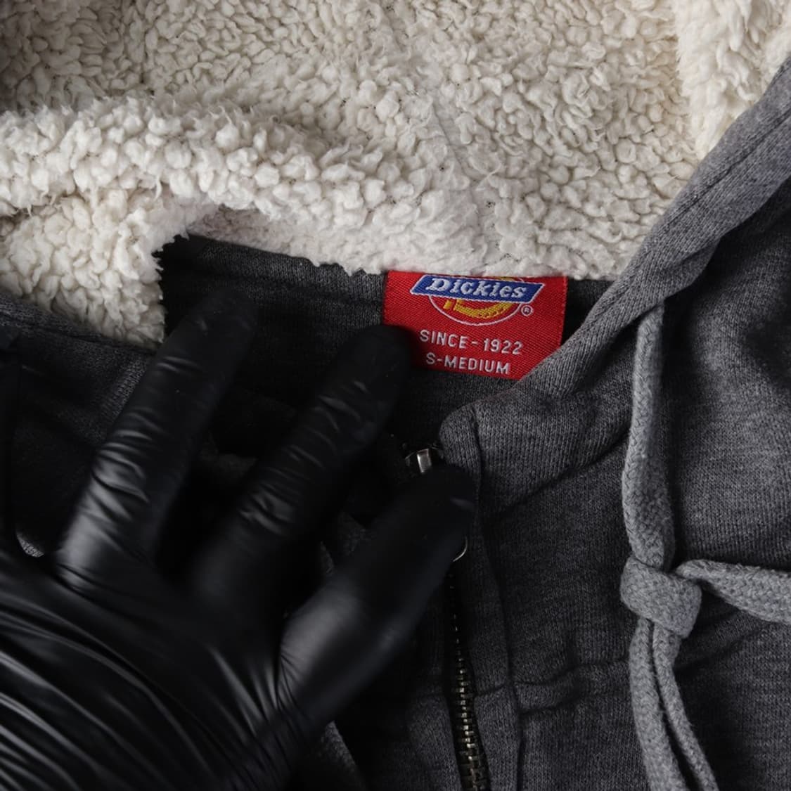 디키즈 로고 패치 보아털 안감 차콜 후드집업 S-M 상품이미지6
