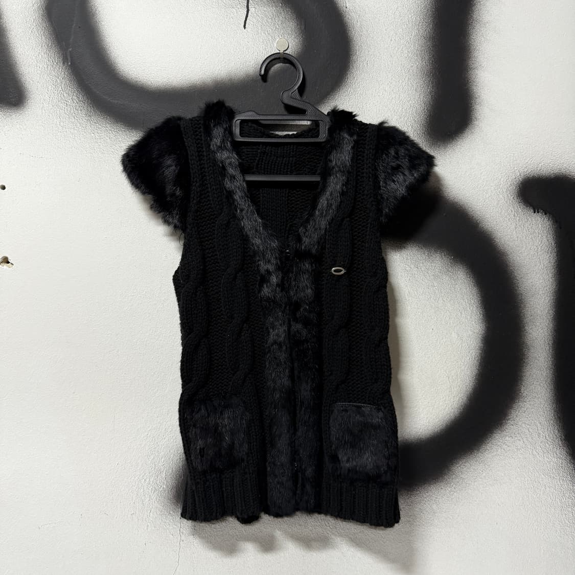 VTG 빈티지 리얼 래빗퍼 트리밍 베스트 상품이미지1