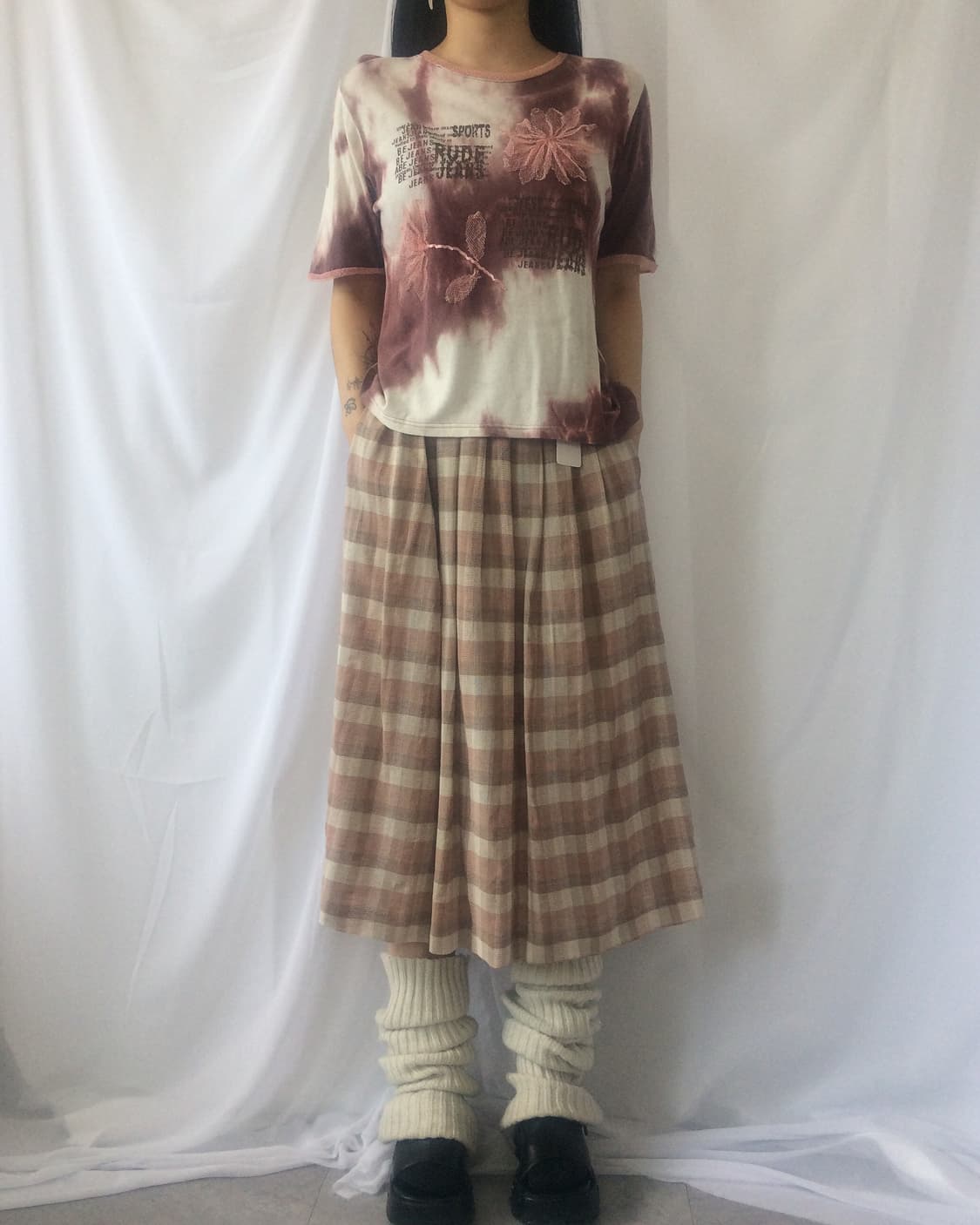 Check pattern long skirt 상품이미지5