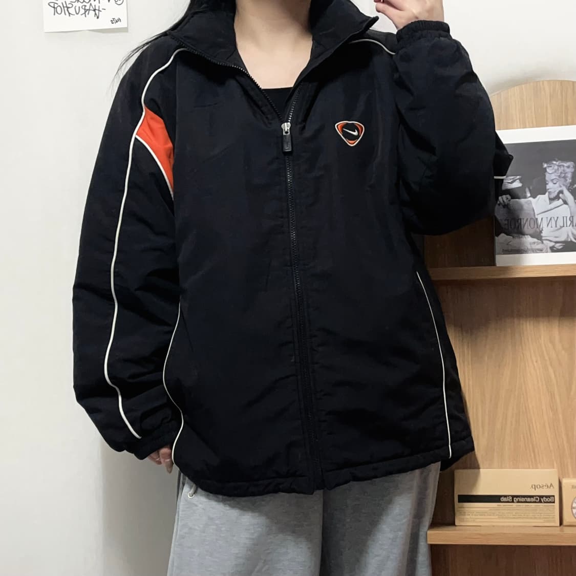 [정품] 나이키 블랙 오렌지포인트 누빔 두툼 점퍼 [ L ] 상품이미지2