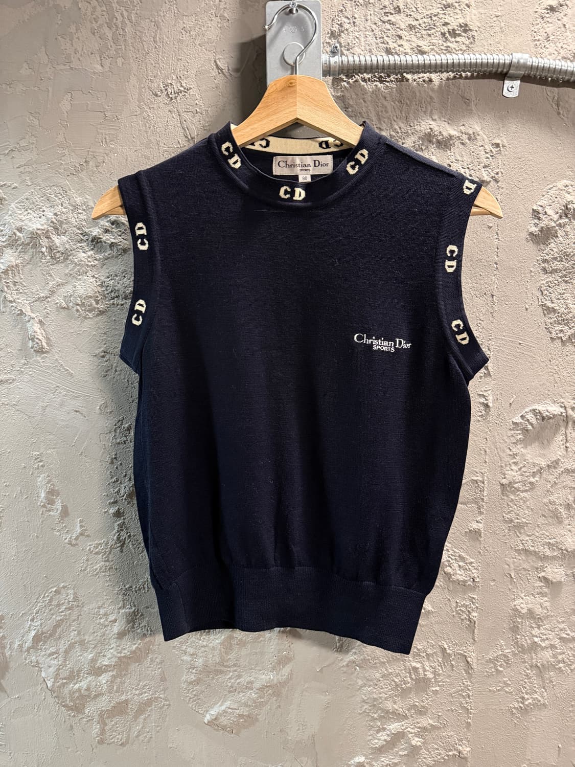 크리스찬 디올 스포츠 CD 로고 울 니트 베스트 네이비 90 상품이미지2