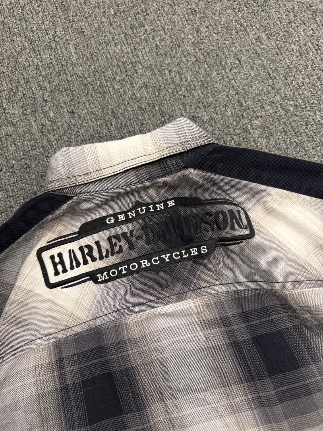 M)할리데이비슨 빈티지 자수 포인트 체크 긴팔셔츠 상품이미지7