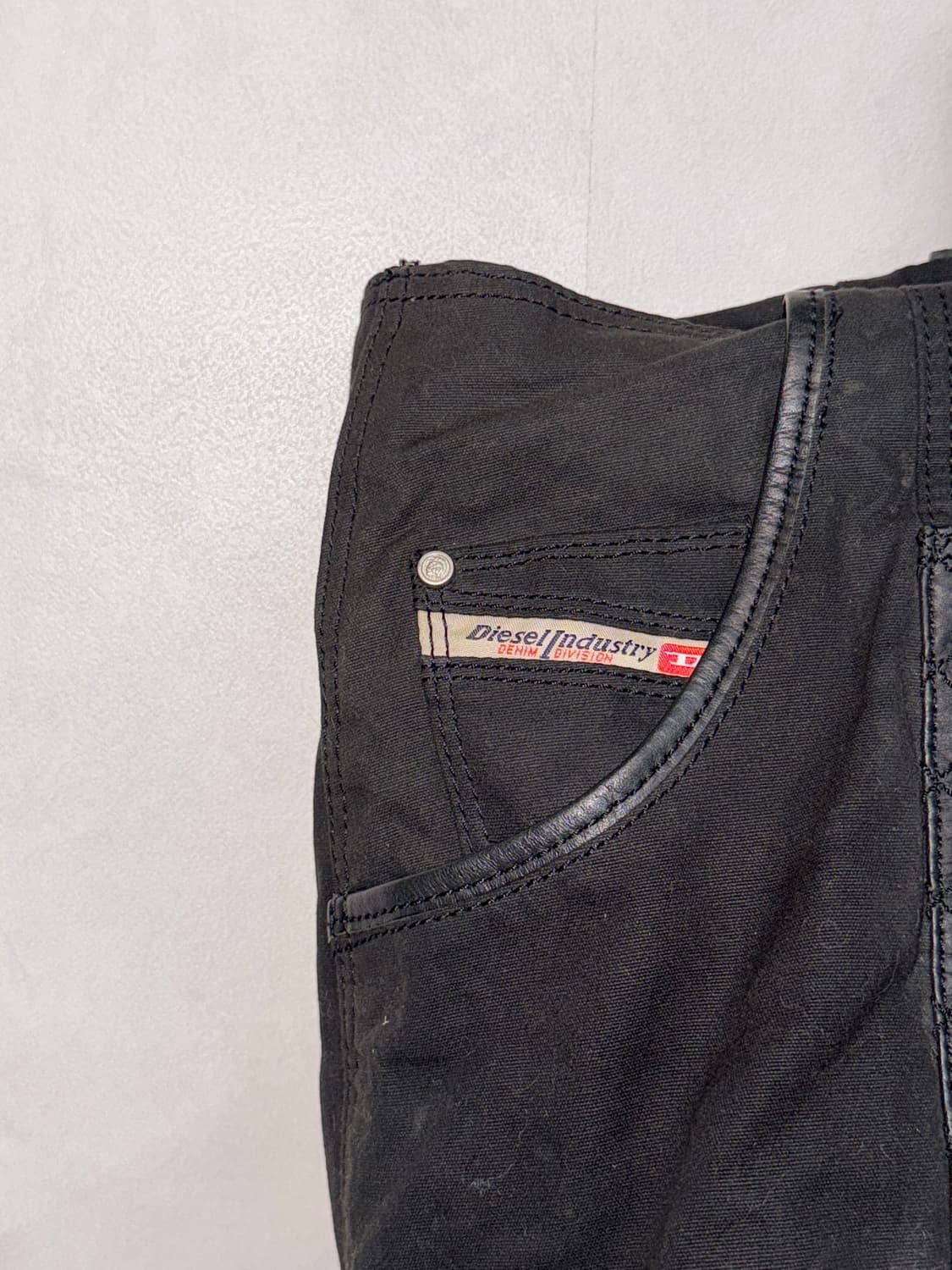 DIESEL black cotton leather boston bag 상품이미지3