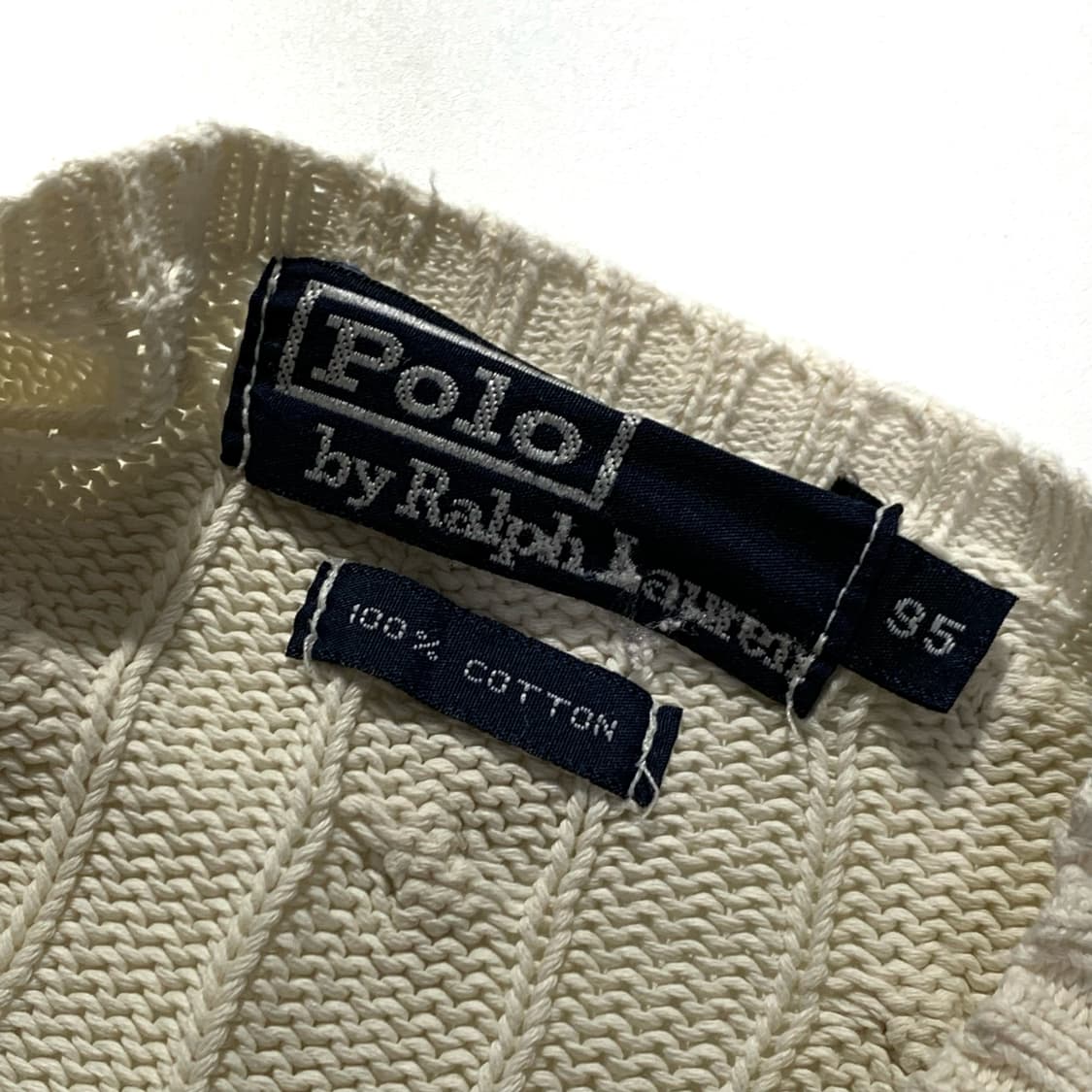 폴로 화이트 코튼 케이블 니트 상품이미지4