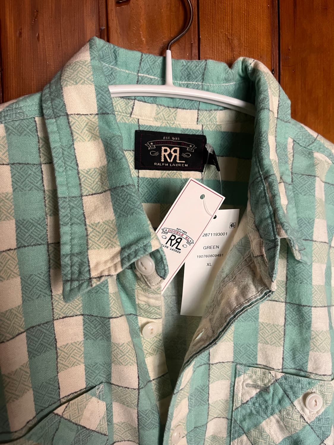 RRL FARREL SHIRTS - green/cream 셔츠 그린  상품이미지2