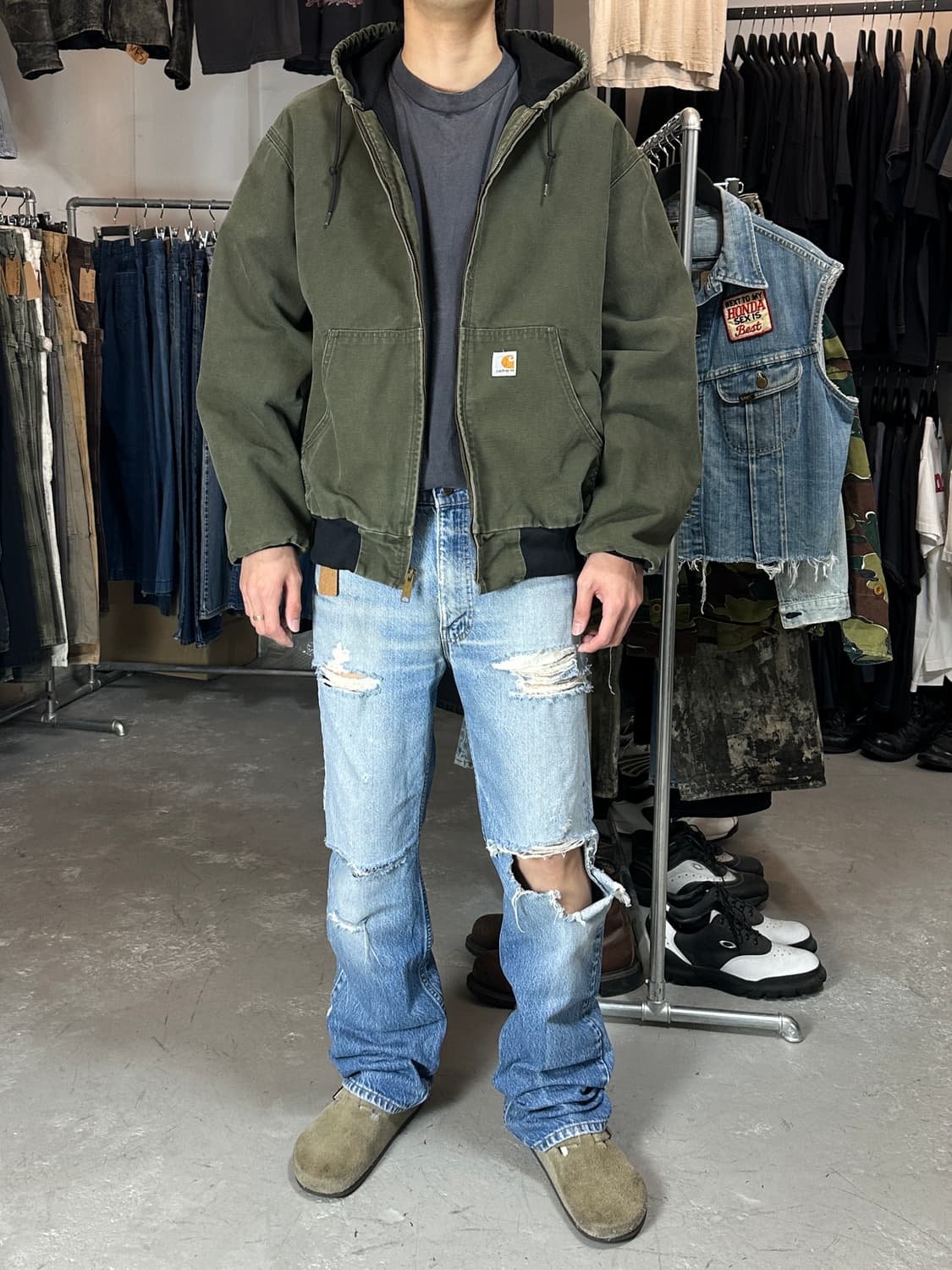 90's OG USA 칼하트 JR104 액티브 자켓 칼하트 그린 상품이미지9