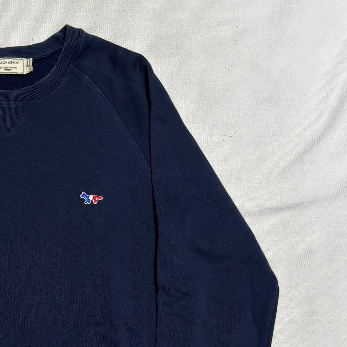 L 메종키츠네 트리컬러 폭스 패치 네이비 맨투맨 상품이미지1