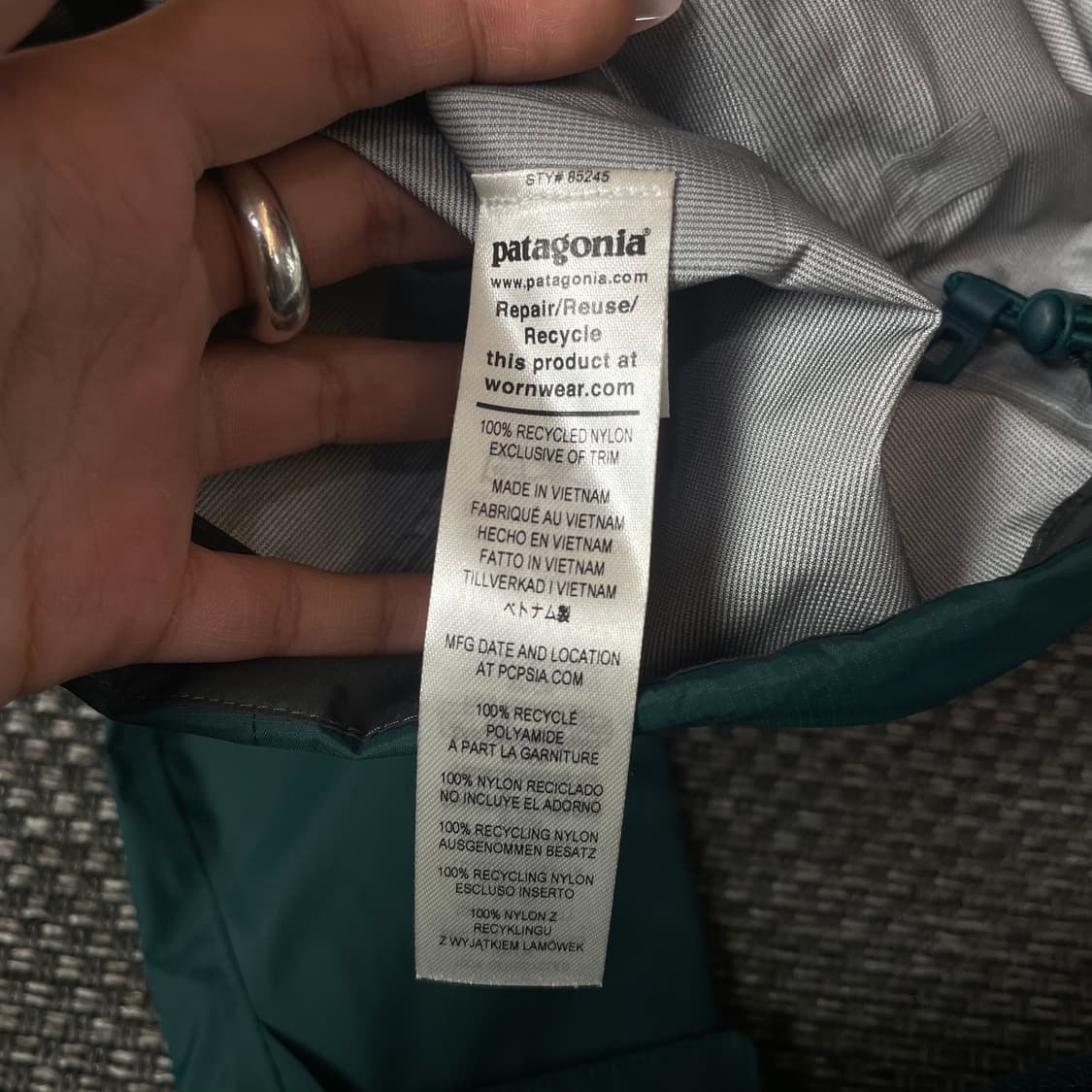파타고니아 청록 바람막이 XS 상품이미지6