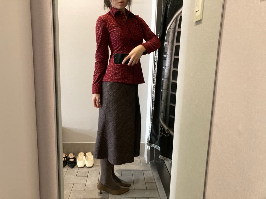 브라운 보카시 미디스커트 상품이미지4