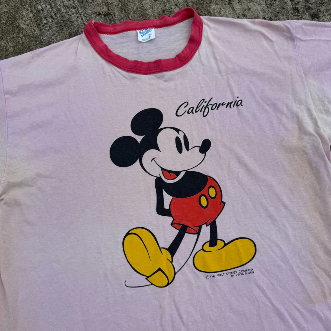 [L~XL] 90s Velva Sheen 미키마우스 링거티 반팔티 상품이미지5