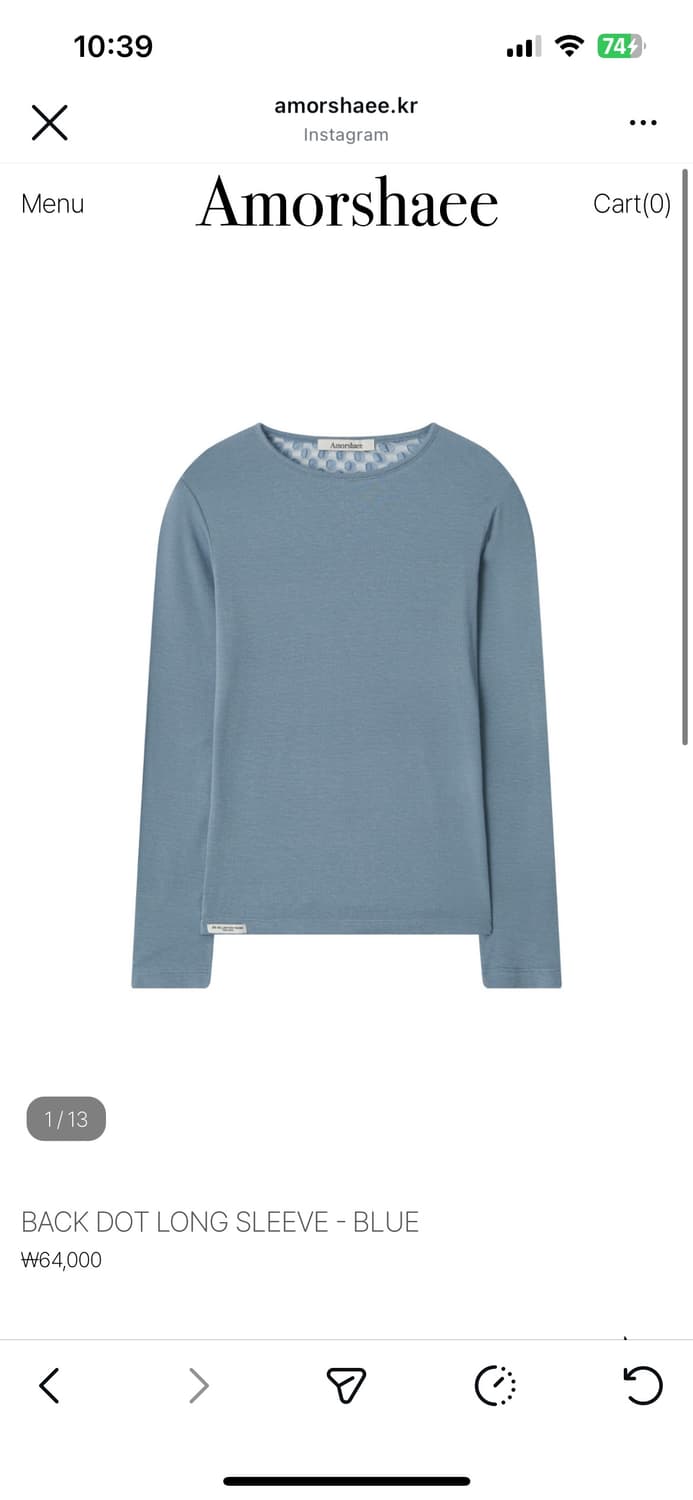 BACK DOT LONG SLEEVE - BLUE 상품이미지1