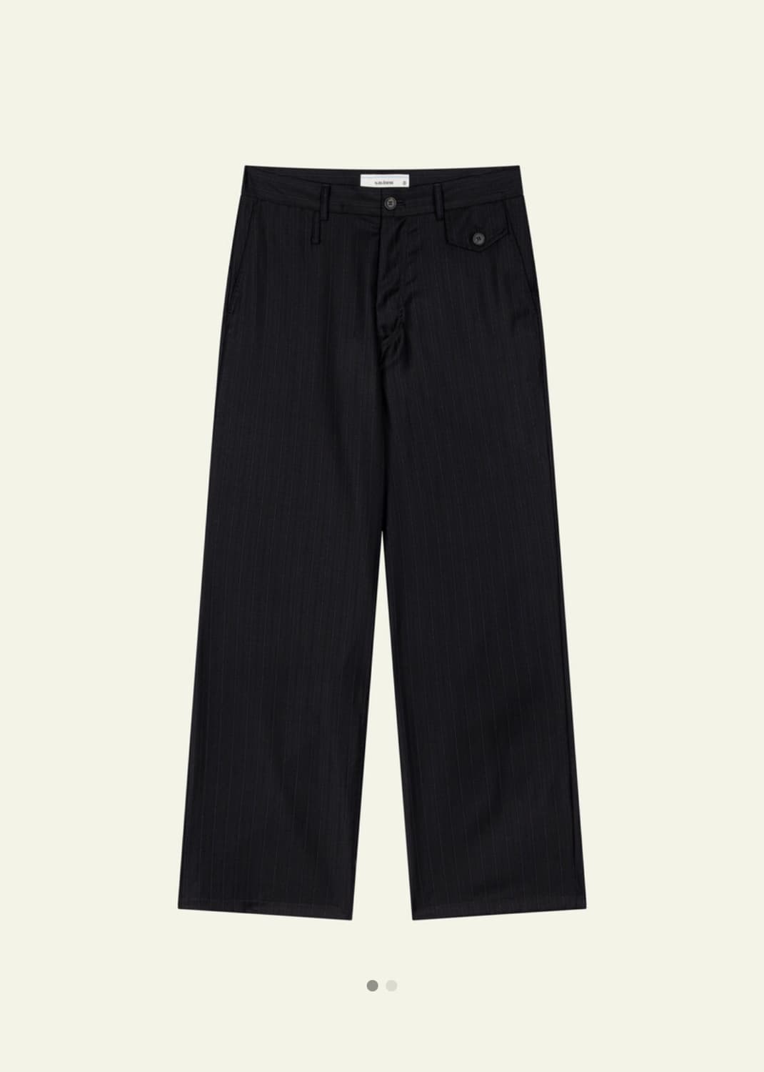 (1) 웨이비니스 피슈어 스트라이프 레이어드 슬랙스 블랙 상품이미지1