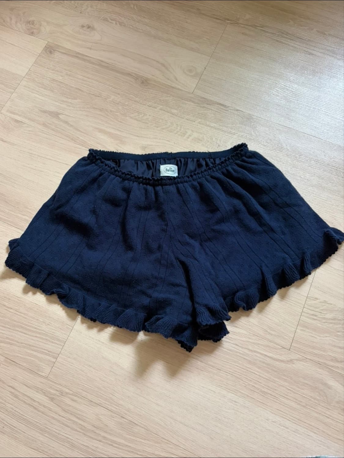 더바넷 코튼 아일릿 니트 쇼츠 네이비  상품이미지1