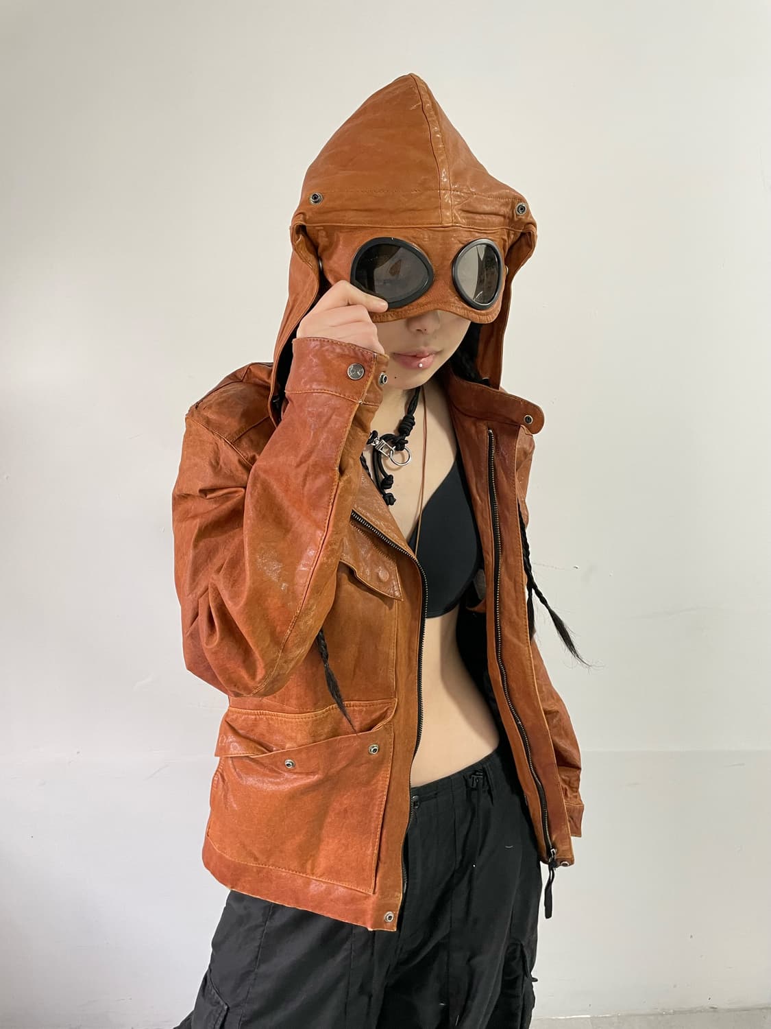 CP company 가죽 고글 자켓 상품이미지2