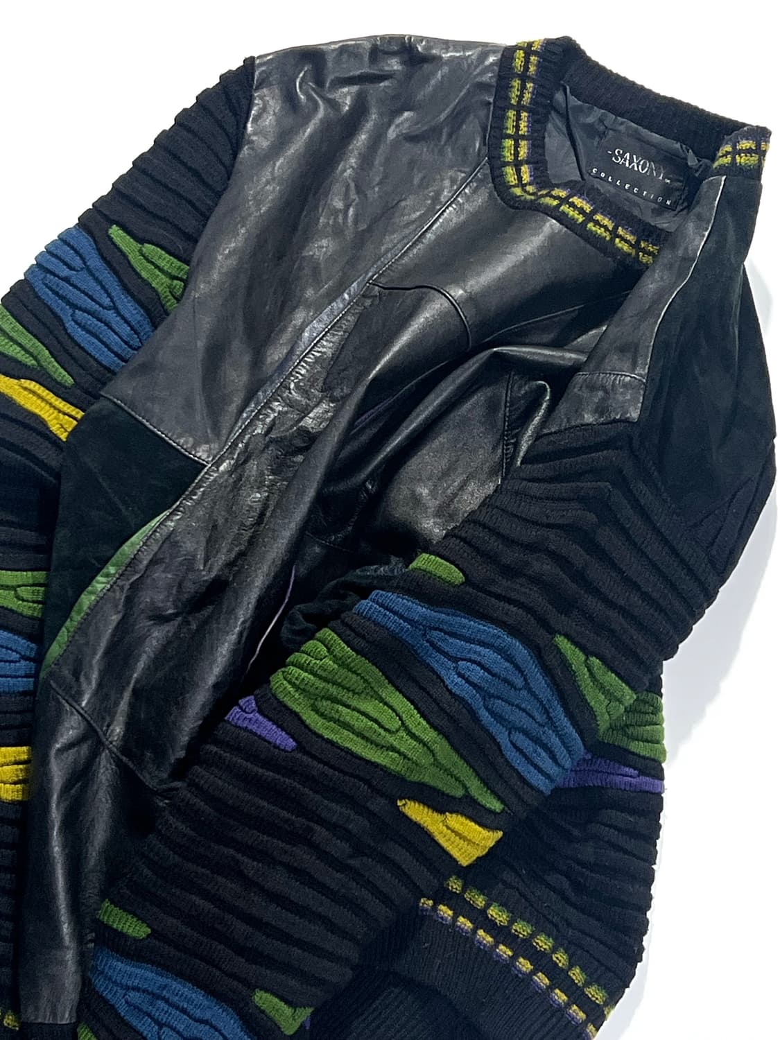 Saxony Vintage Leather Knit Sweater 상품이미지1