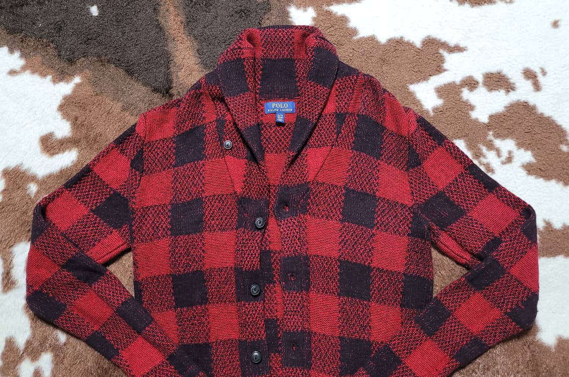 폴로 랄프로렌 레드&블랙 체크 가디건(M) 상품이미지2