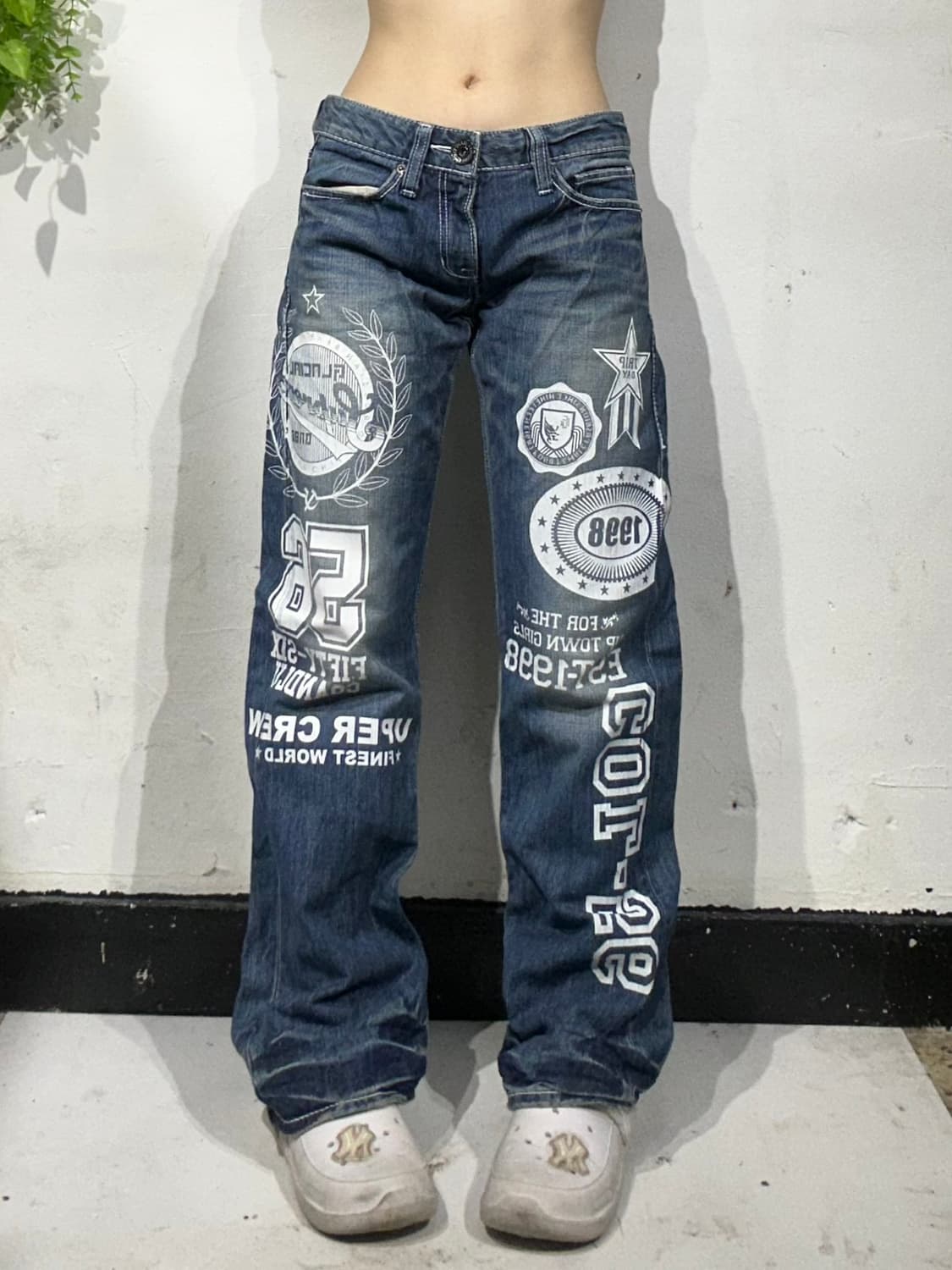 일본 빈티지 진청 Col-56 와이드 프린팅 힙합 데님 팬츠 청바지  상품이미지2