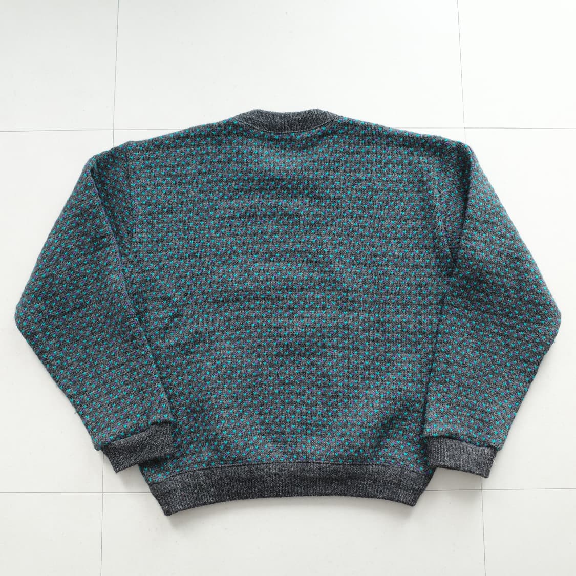 90s 엘엘빈 노르웨이 생산 울혼방 버드아이 피셔맨 니트  상품이미지7