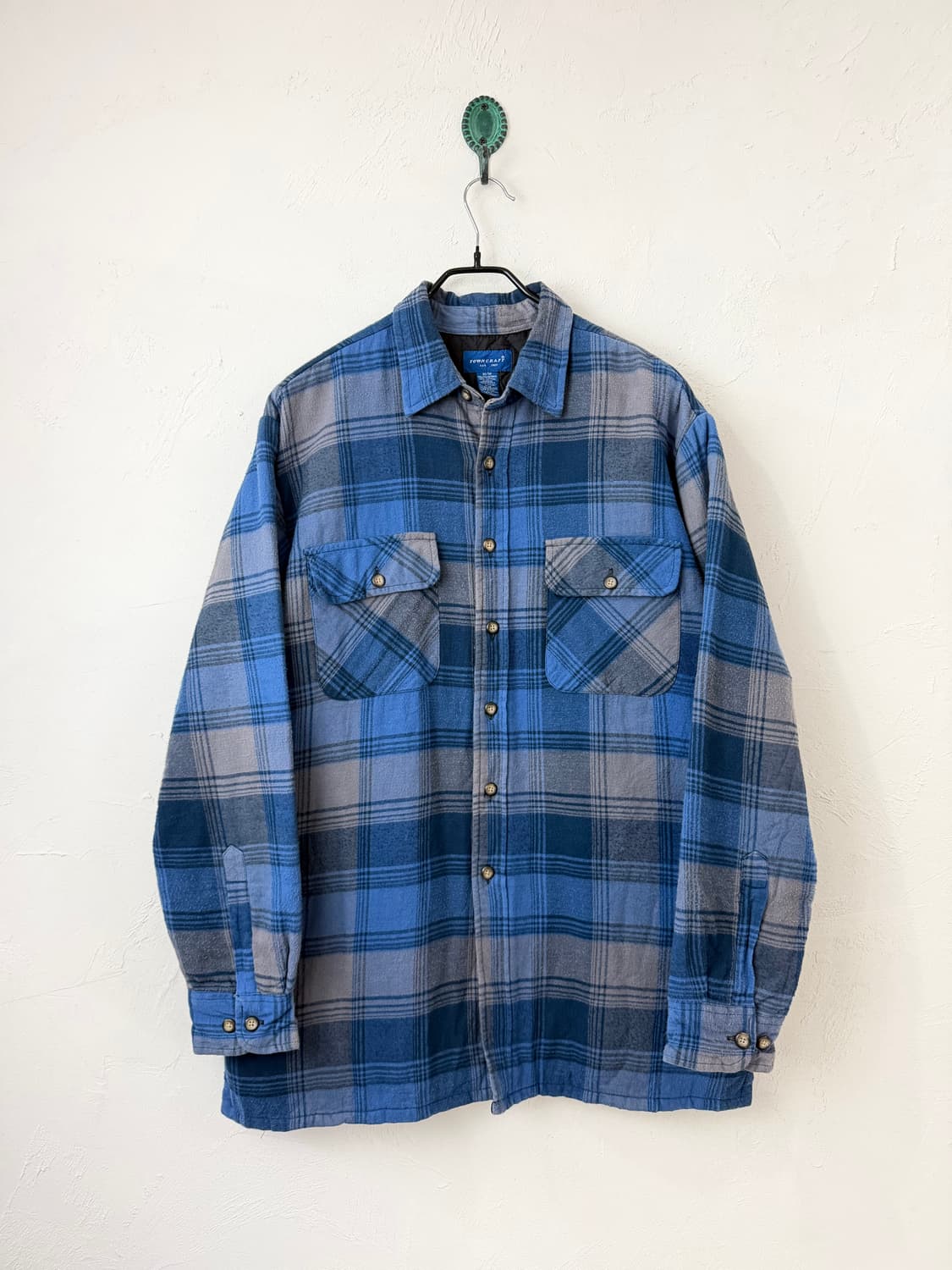 90s 타운크래프트 퀼팅 체크 셔츠 상품이미지1
