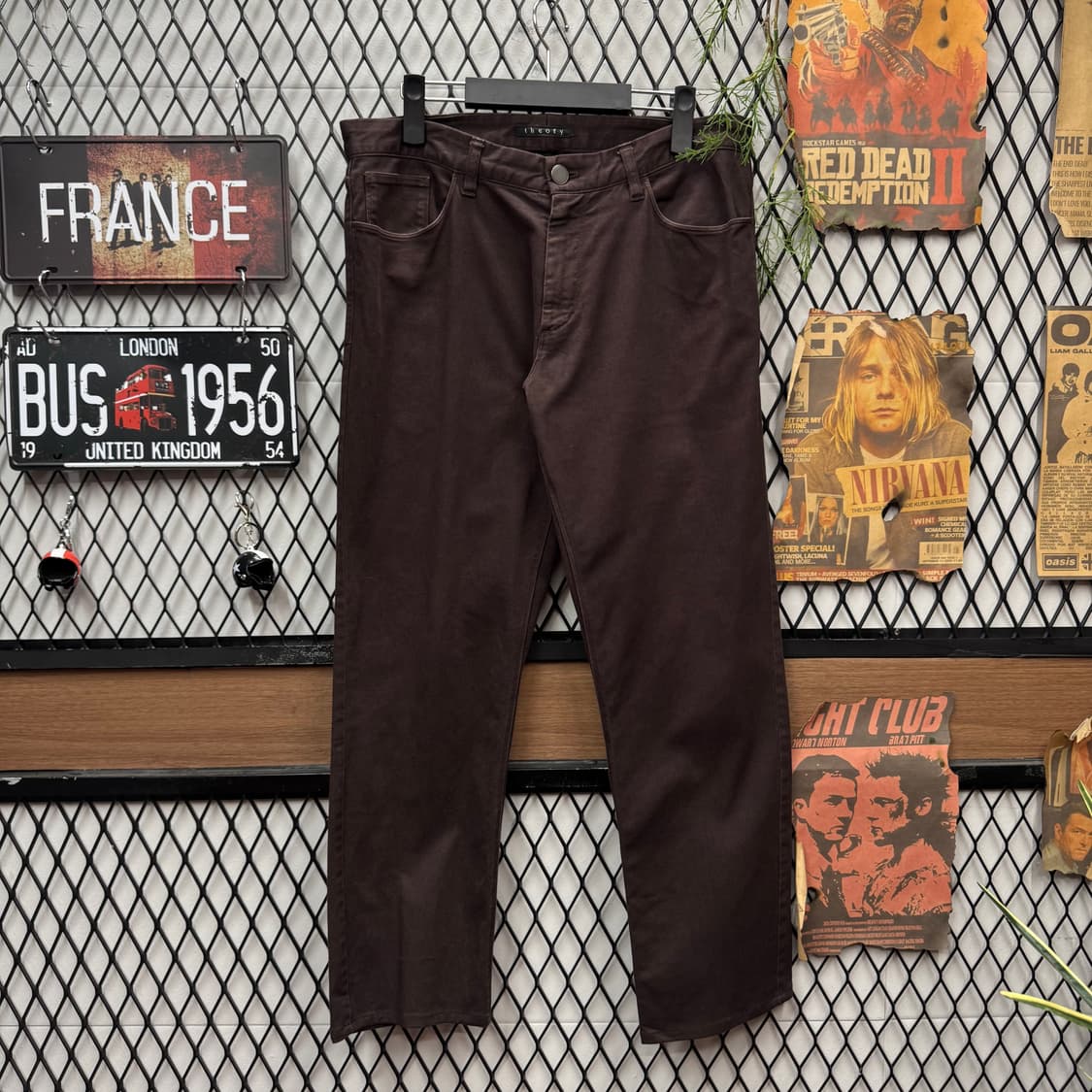 THEORY 띠어리 스트레이트 핏 코튼 팬츠 다크브라운 상품이미지1