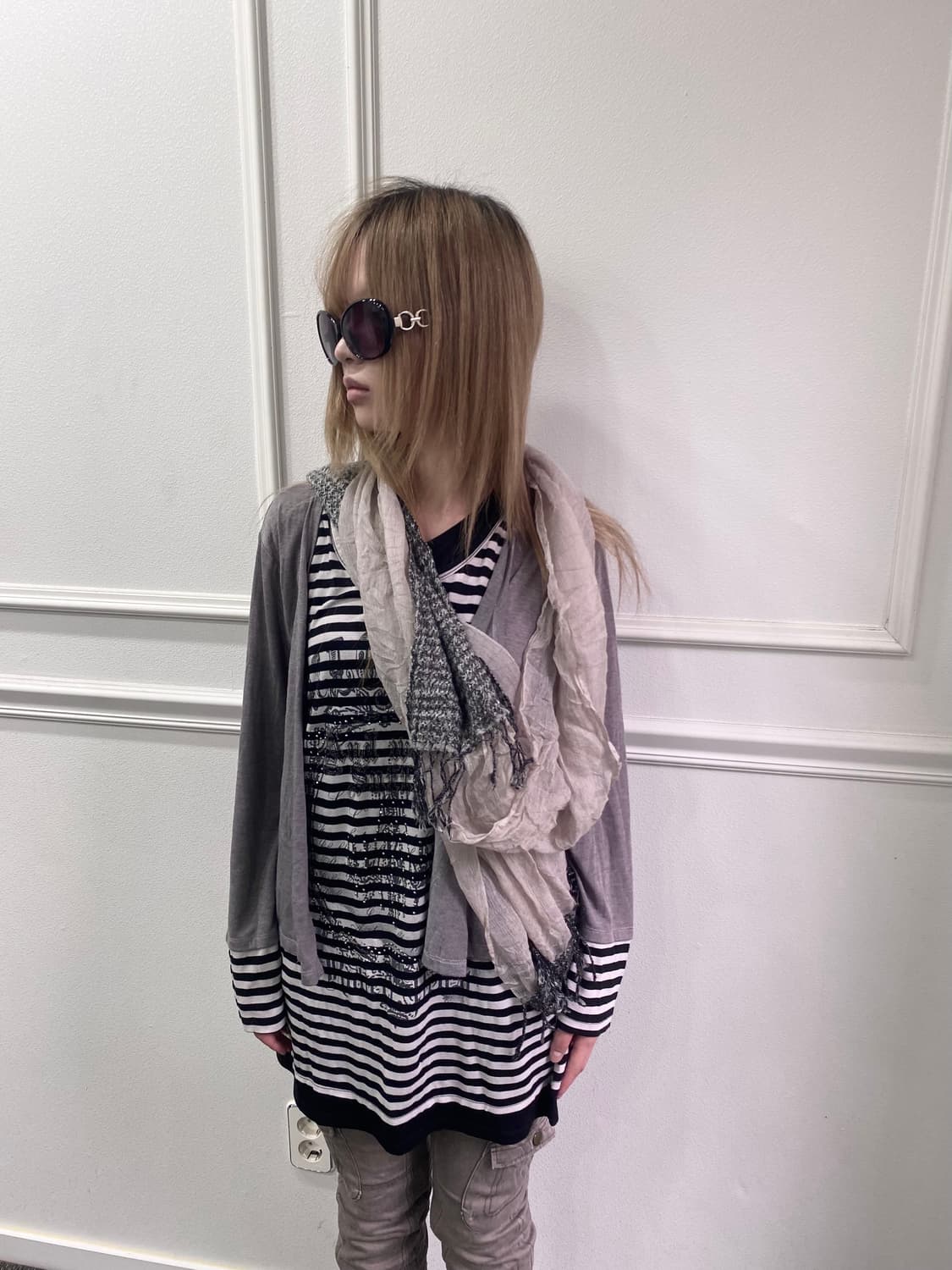 Y2K Gothic Print Cardigan Layered Sleeve 상품이미지1