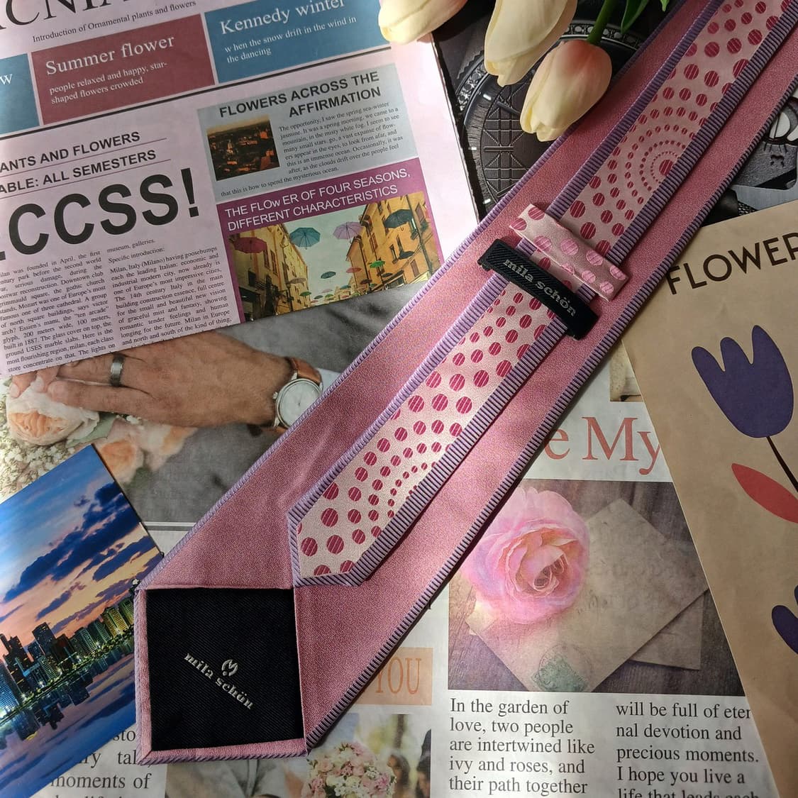 밀라숀 실크 핑크 도트 패턴 넥타이 9.2cm A등급 A19752
 상품이미지6