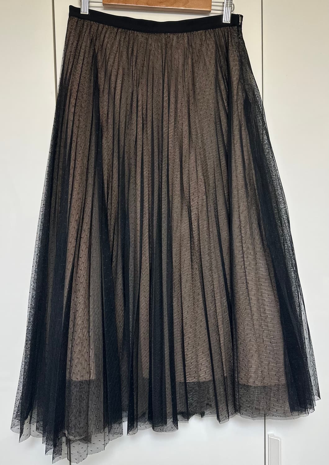오르 블랙 튤 스커트 롱 플리츠 샤스커트 상품이미지1