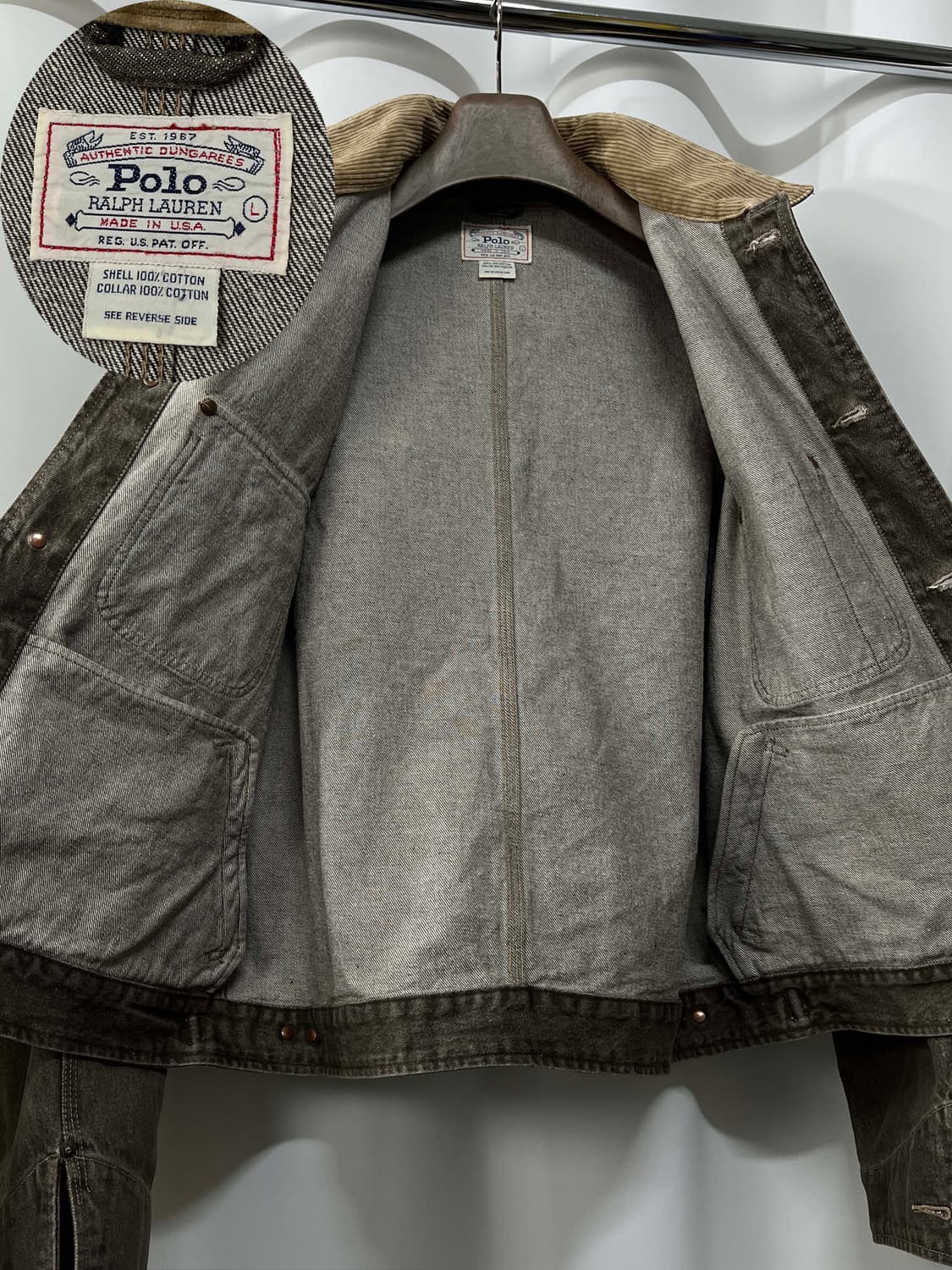 90's usa 폴로랄프로렌 칸예웨스트 스톤그레이 덩가리 데님 트러커자켓 상품이미지3