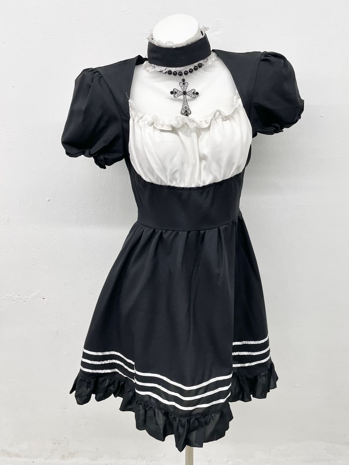 고딕 지뢰계 메이드 초커 원피스 상품이미지1