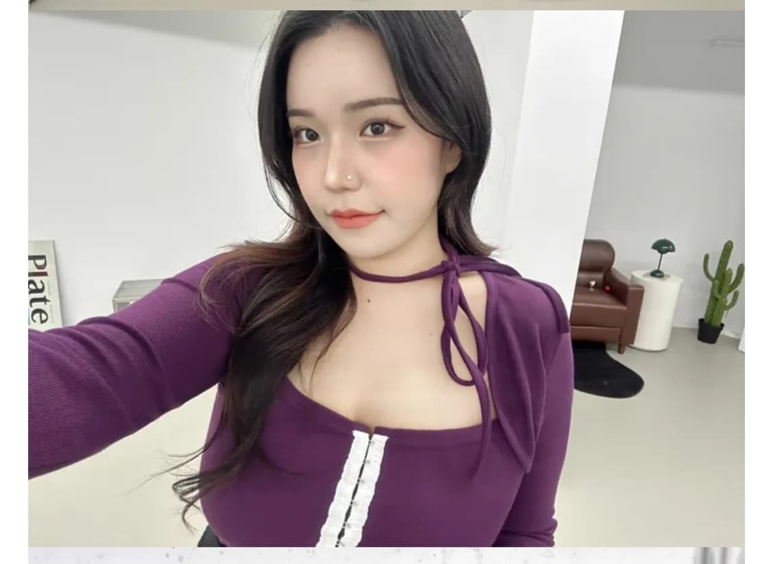 빅사이즈 보라색 코르셋티+타이 상품이미지2