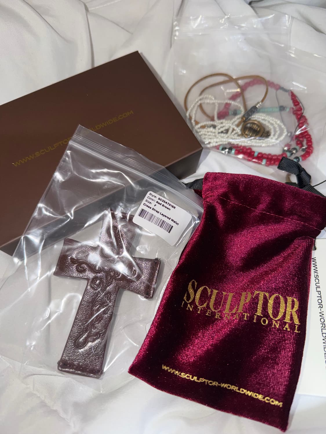 스컬프터Cross Strap Layered Wallet Red Brown 상품이미지4