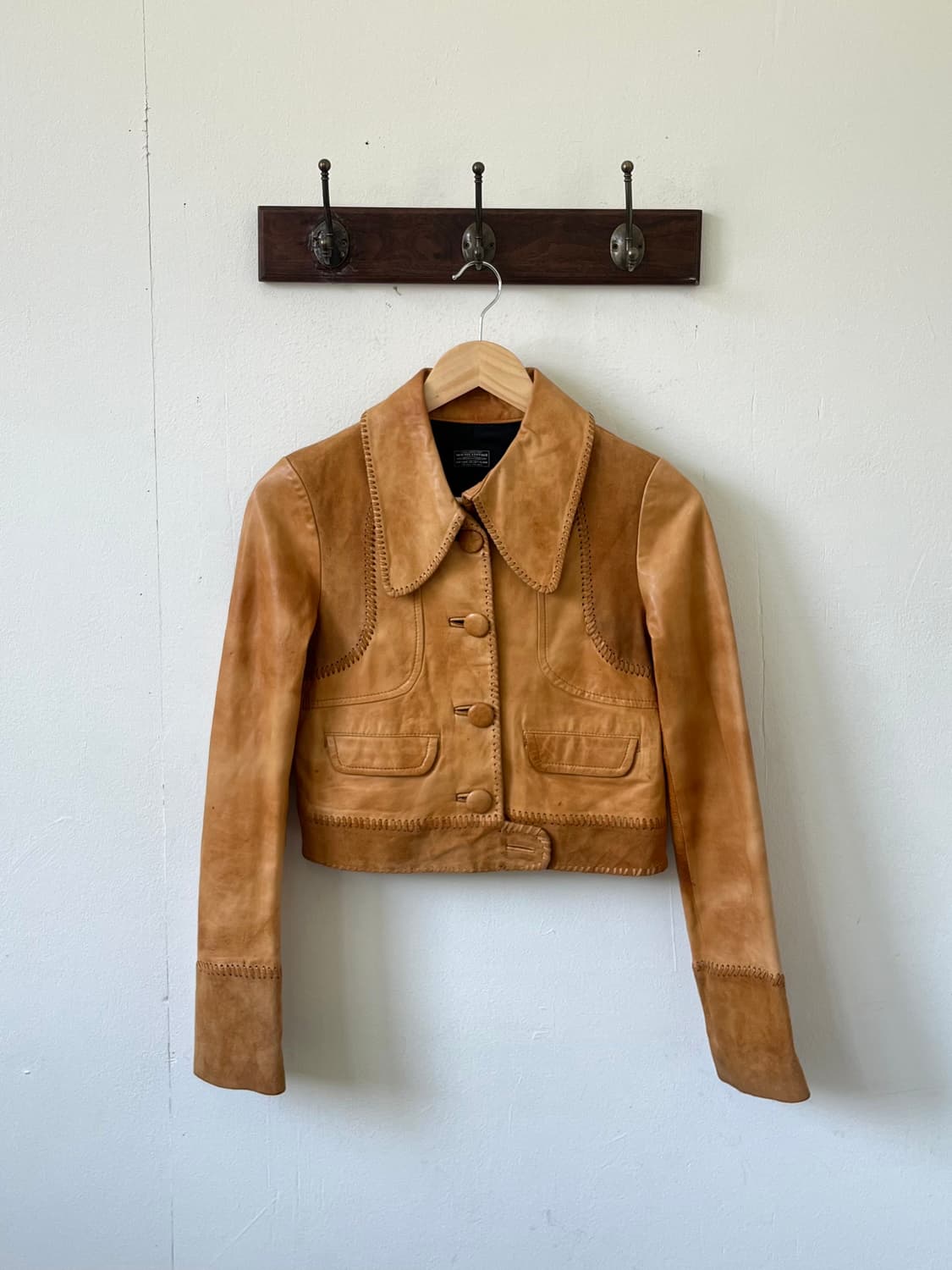MOUSSY VINTAGE 카멜 레더 숏 자켓 상품이미지1