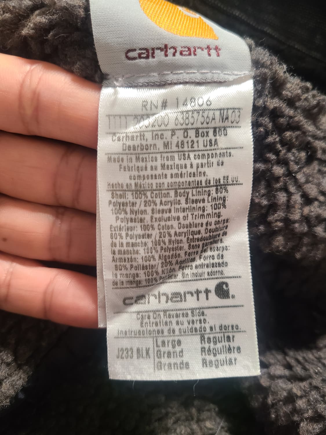 칼하트 j233 blk 라지  상품이미지5