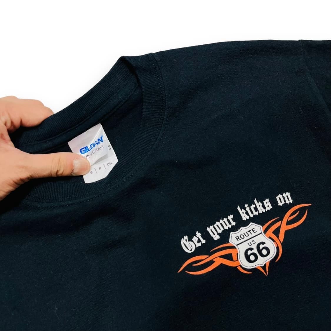 Route 66 바이커 아트 다크 반팔 티셔츠 상품이미지4
