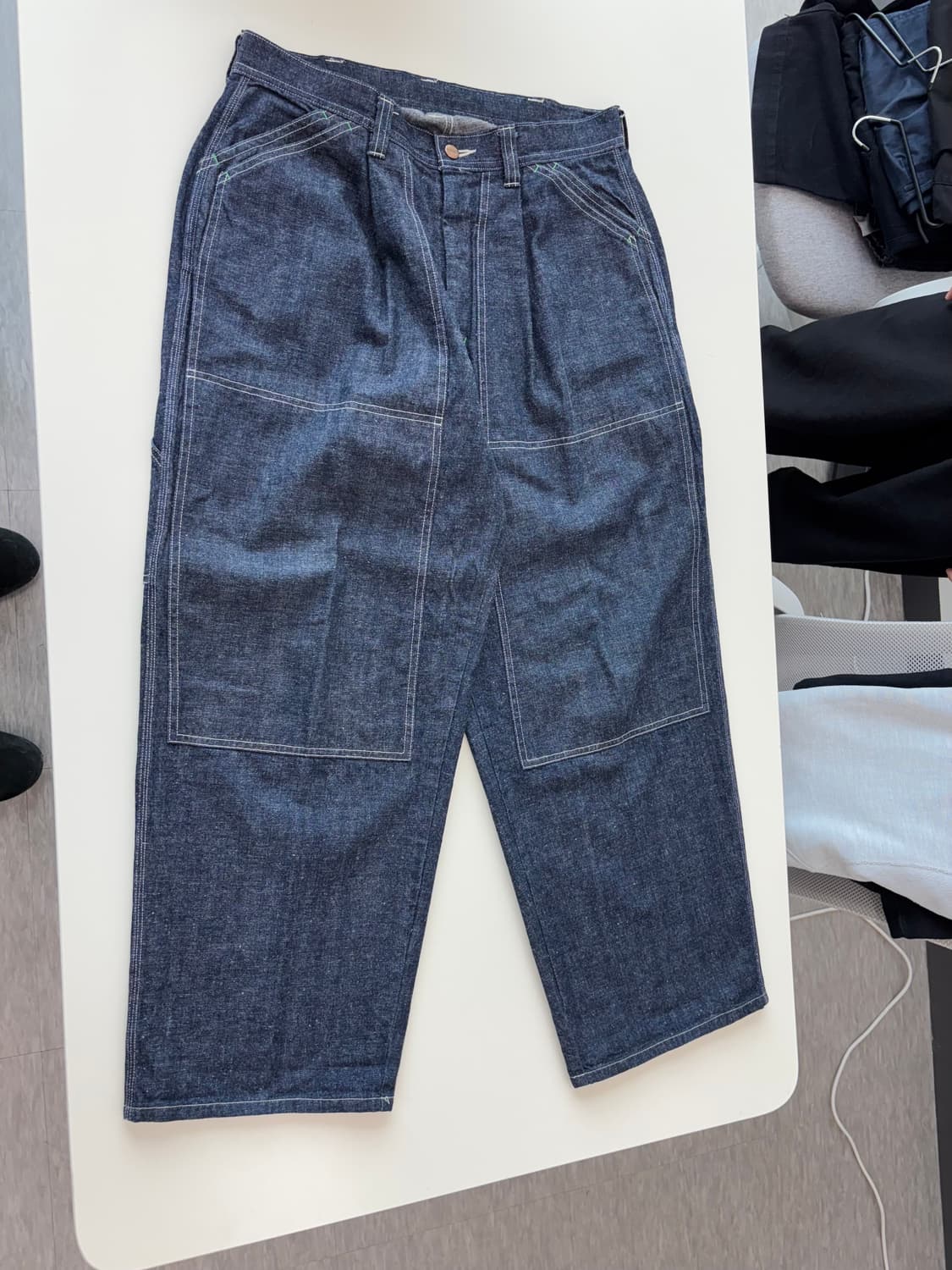 [L] 하버색 더블니 페인터 팬츠 인디고 상품이미지3