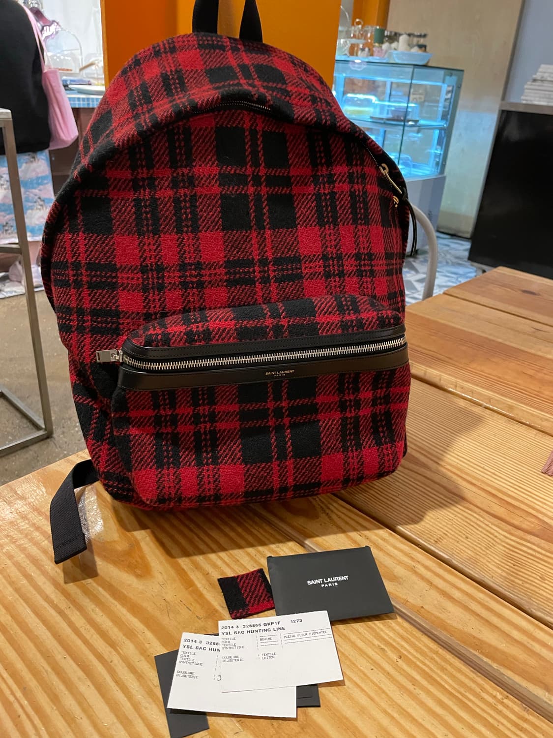 생로랑 타탄 체크 백팩 정품 상품이미지1
