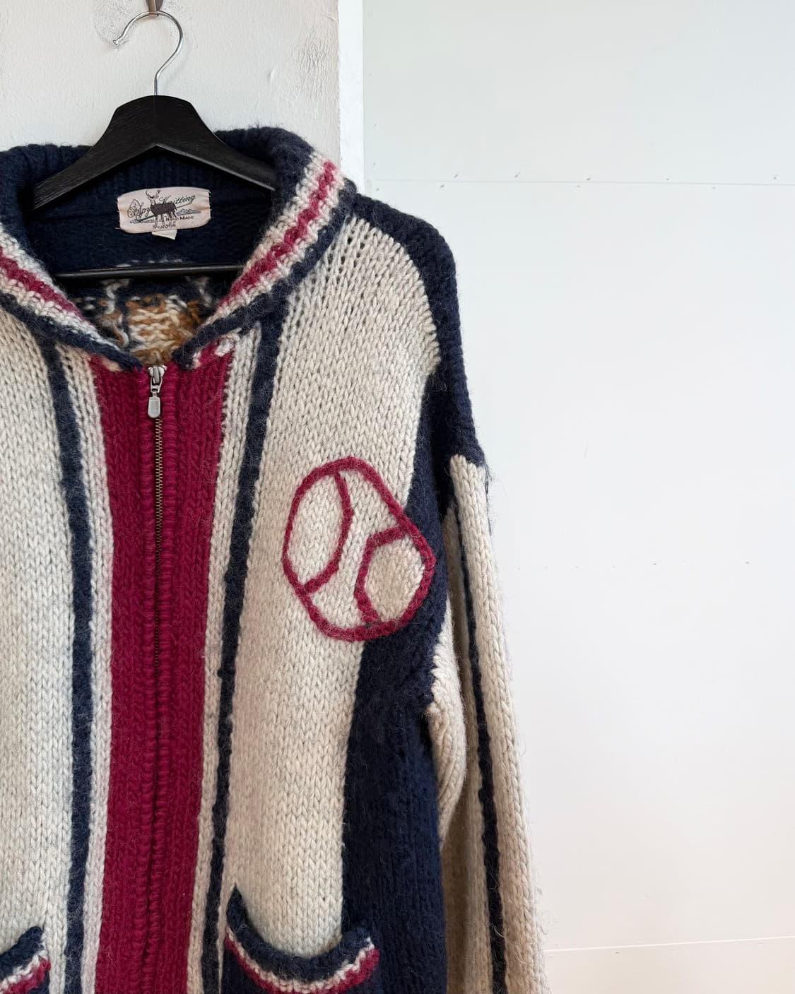 vtg 베이지 베이스볼 핸드메이드 코위찬 가디건 상품이미지5