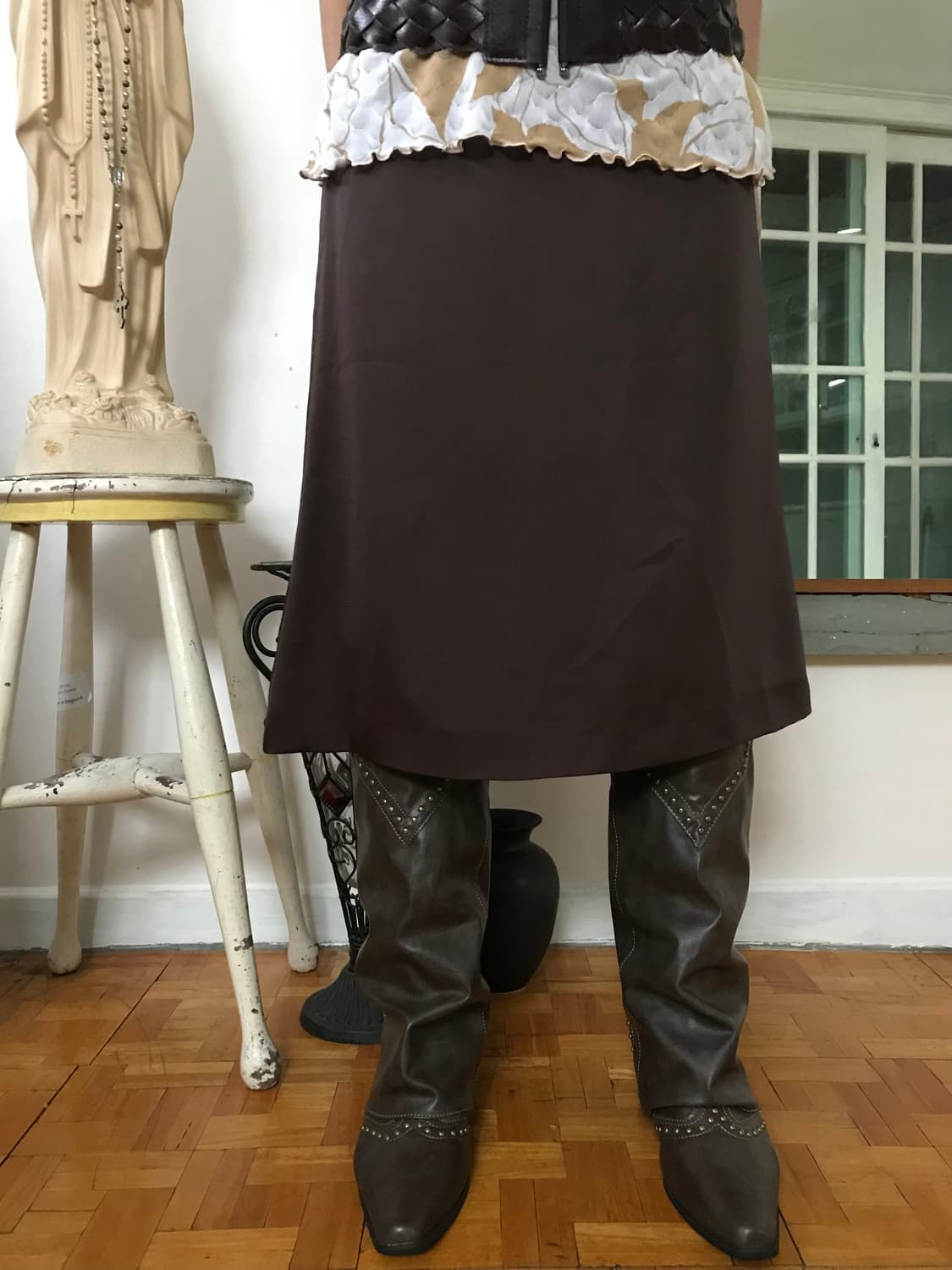 vintge brown skirt 상품이미지1