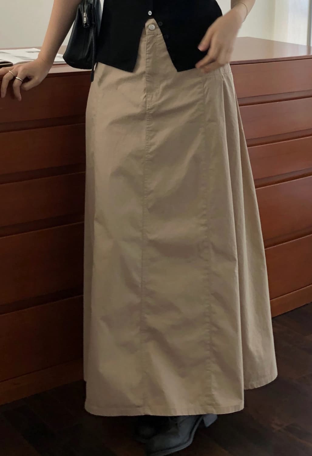 씨유쑨 헤이 맥시 스커트 베이지 s 상품이미지4
