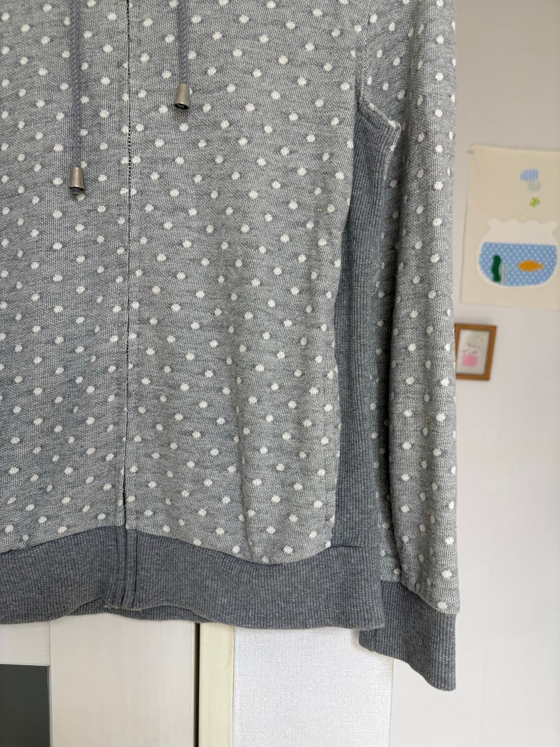 그레이 도트 후드집업 상품이미지3