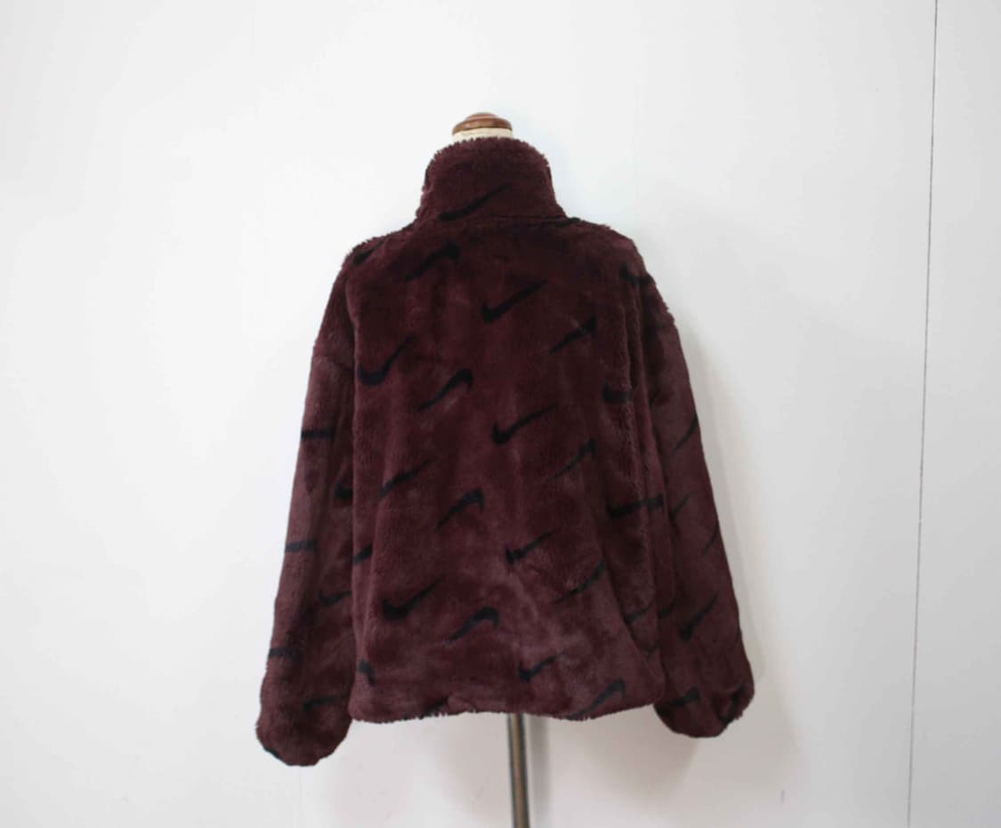 W-4079/나이키 정품 여성용 버건디 페이크퍼 자켓 90 상품이미지2