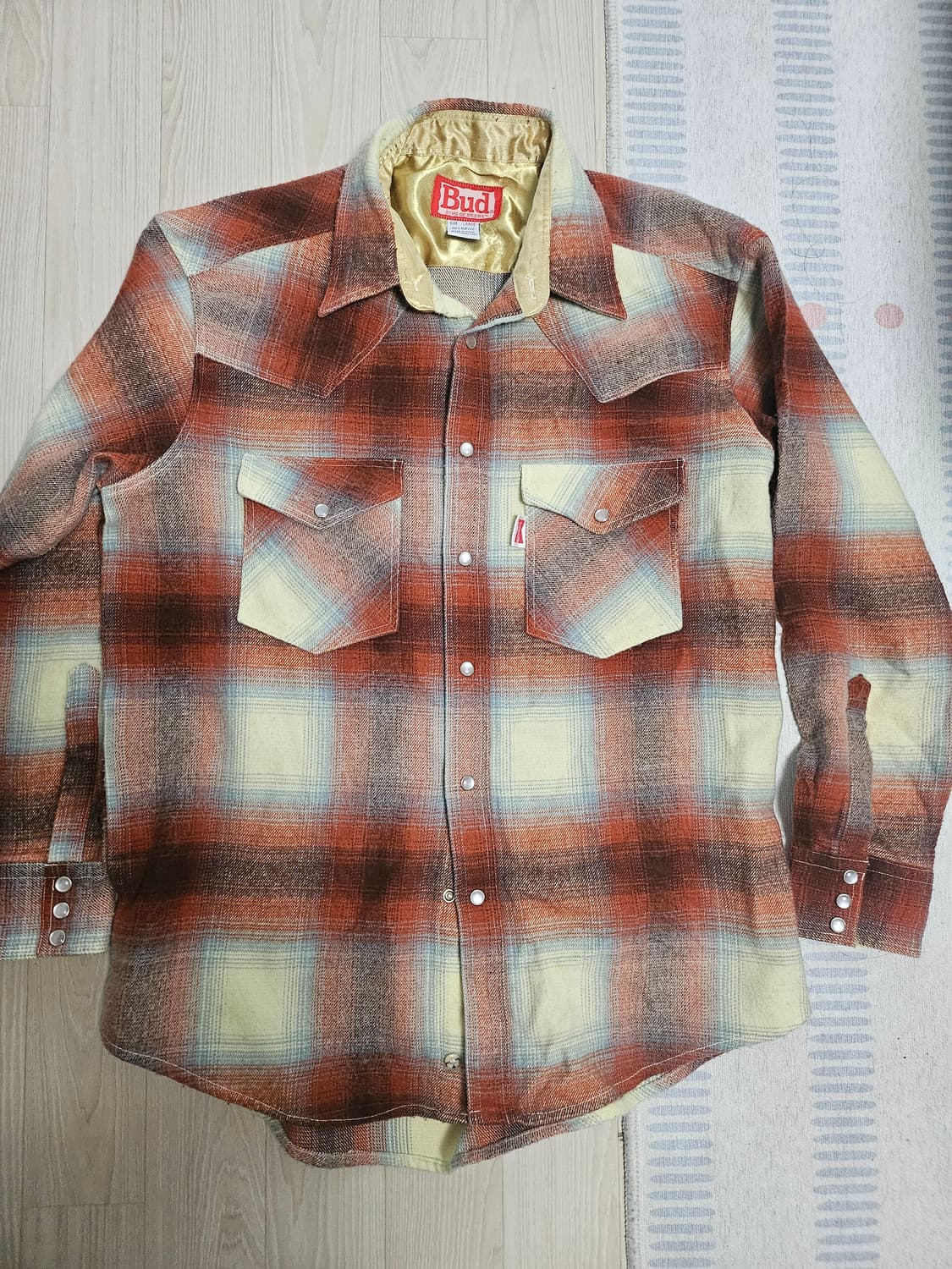 90년대 버드와이저 웨스턴 체크 셔츠 상품이미지1